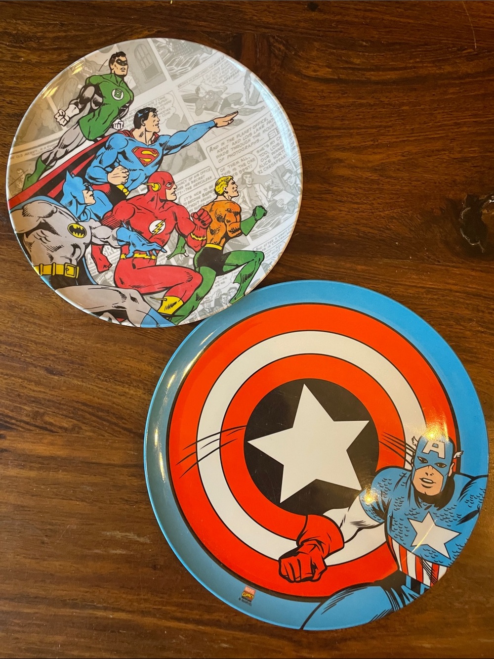 2 Melamine Plates Pottery Barn + ZAK! Captain America Superman Batman Aquaman